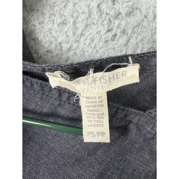 Eileen Fisher Delave Jumpsuit Women’s SP Blue Gray Linen Cropped Overalls - Picture 2 of 14